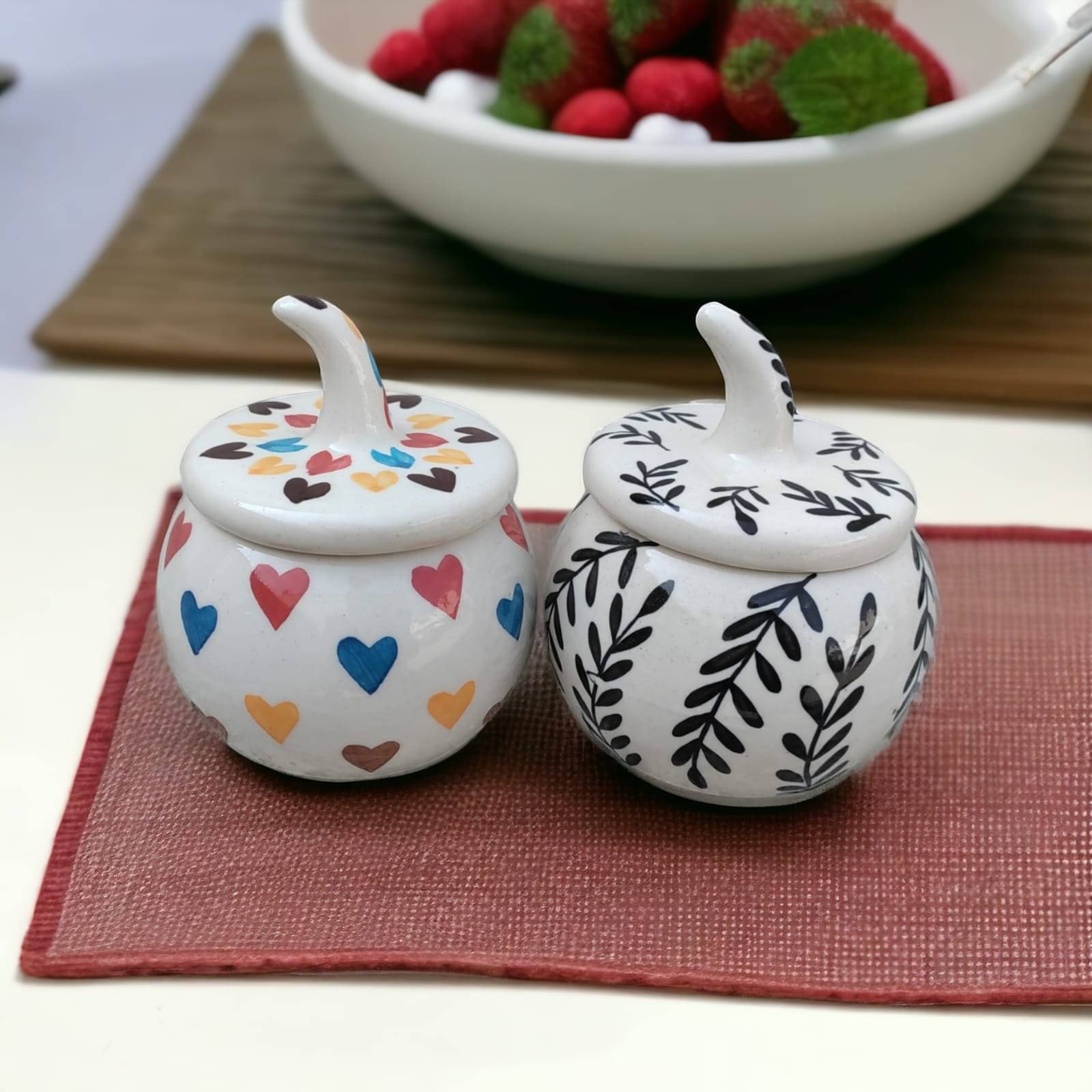 Malaikah Multi Combo Salt Jar Ceramic Off White Tea/Coffee/Sugar Container ( Set of 2 ) Malaikah Multi Combo Salt Jar Ceramic Off White Tea/Coffee/Sugar Container ( Set of 2 )