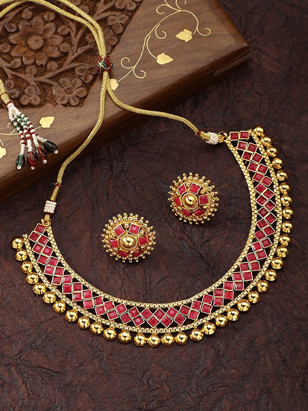     			Opus Gems Red Alloy Necklace Set ( Pack of 1 )