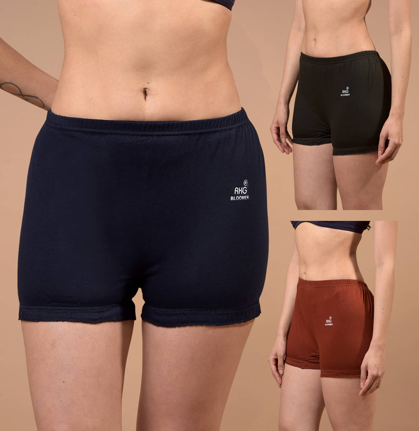     			RKG Pack of 3 Cotton Lycra Boy Shorts For Women ( Multicolor8 )