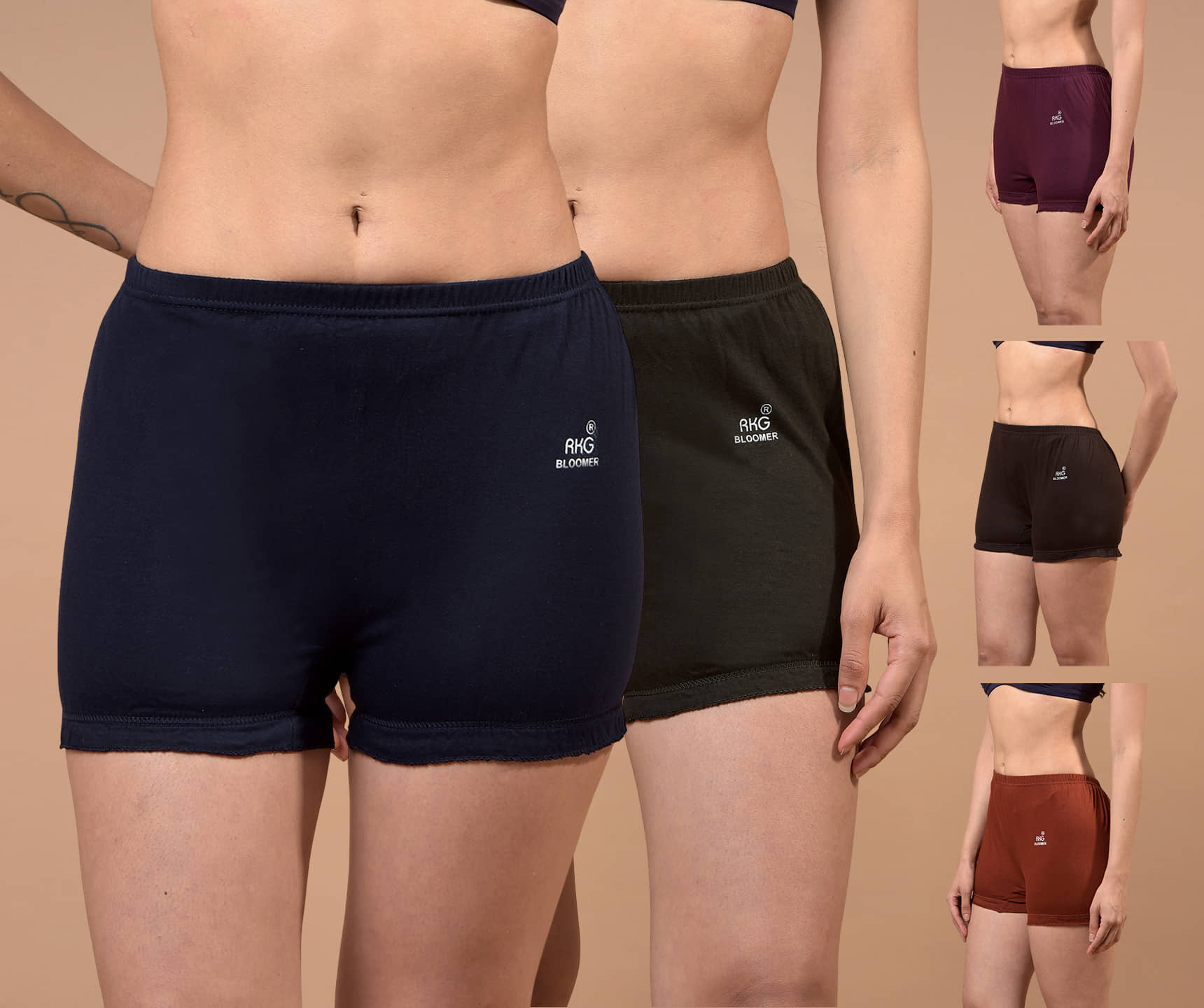 RKG Pack of 5 Cotton Lycra Boy Shorts For Women ( Multicolor )