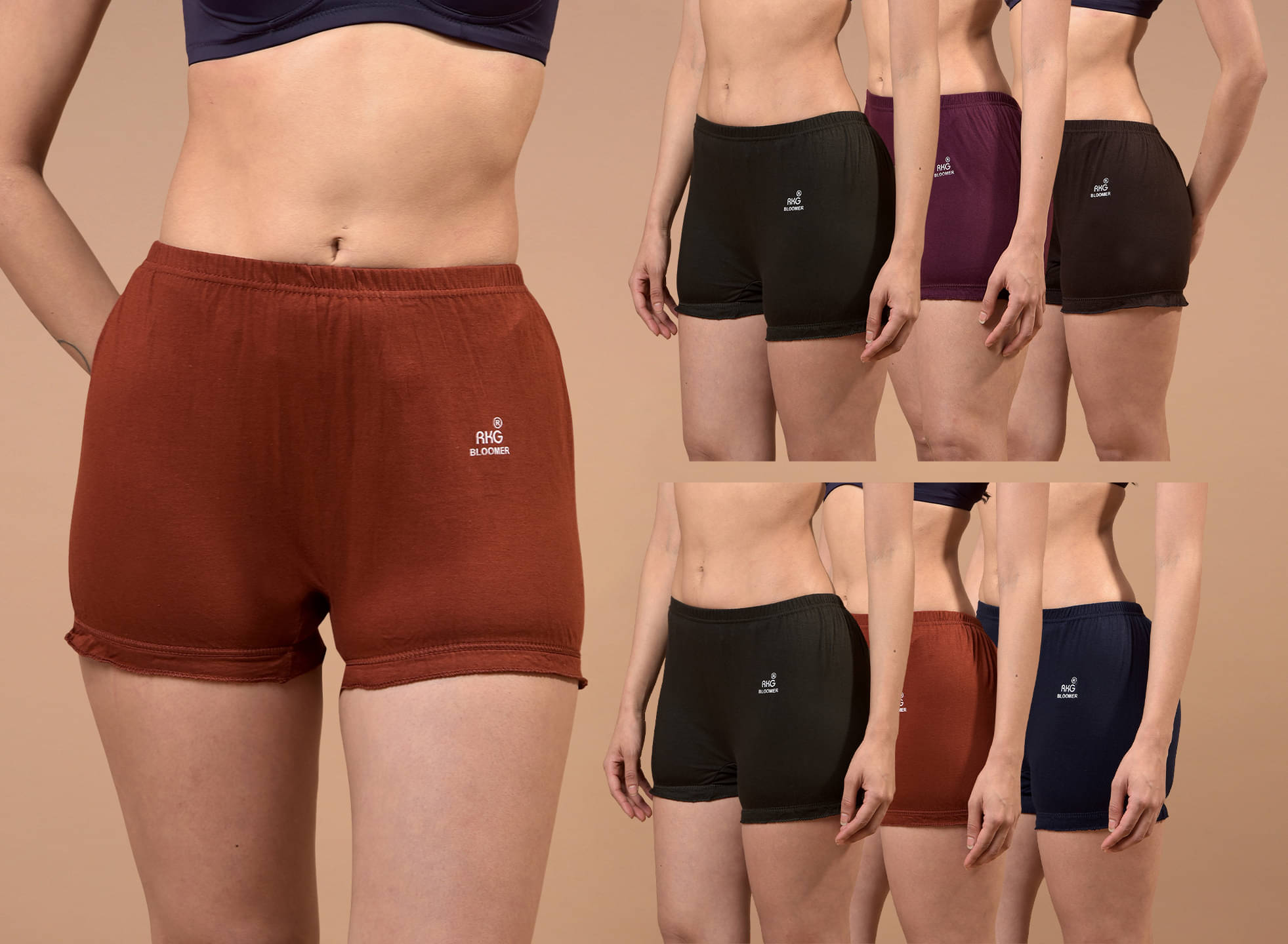    			RKG Pack of 7 Cotton Lycra Boy Shorts For Women ( Multicolor )