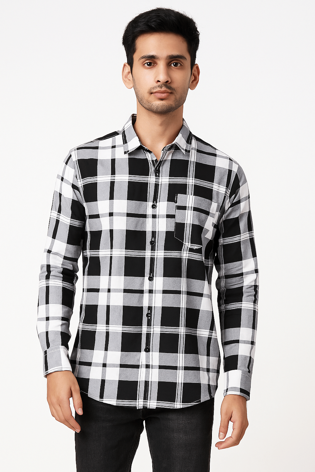     			Red Pigeon Cotton Blend Regular Fit Checks Full Sleeves Men's Casual Shirt - Black ( Pack of 1 )