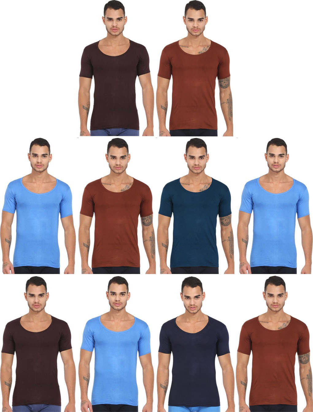 Rupa Jon Pack of 10 Cotton Basic Vest For Men ( Multicolor ) Rupa Jon Pack of 10 Cotton Basic Vest For Men ( Multicolor )