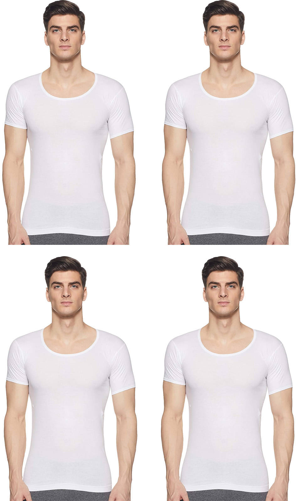 Rupa Jon Pack of 4 Cotton Basic Vest For Men ( White ) Rupa Jon Pack of 4 Cotton Basic Vest For Men ( White )