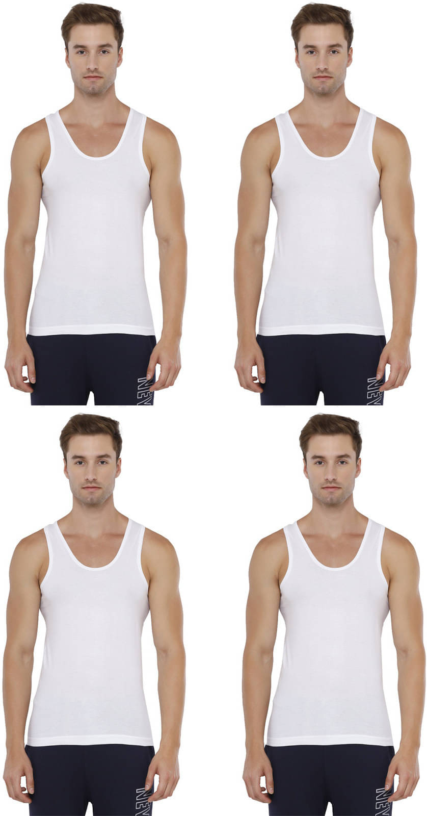     			Rupa Jon Pack of 4 Cotton Basic Vest For Men ( White )