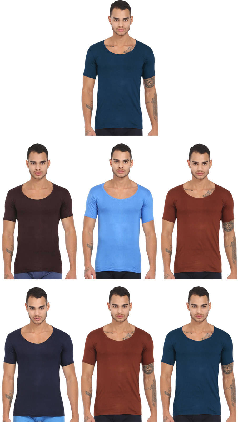     			Rupa Jon Pack of 7 Cotton Basic Vest For Men ( Multicolor )