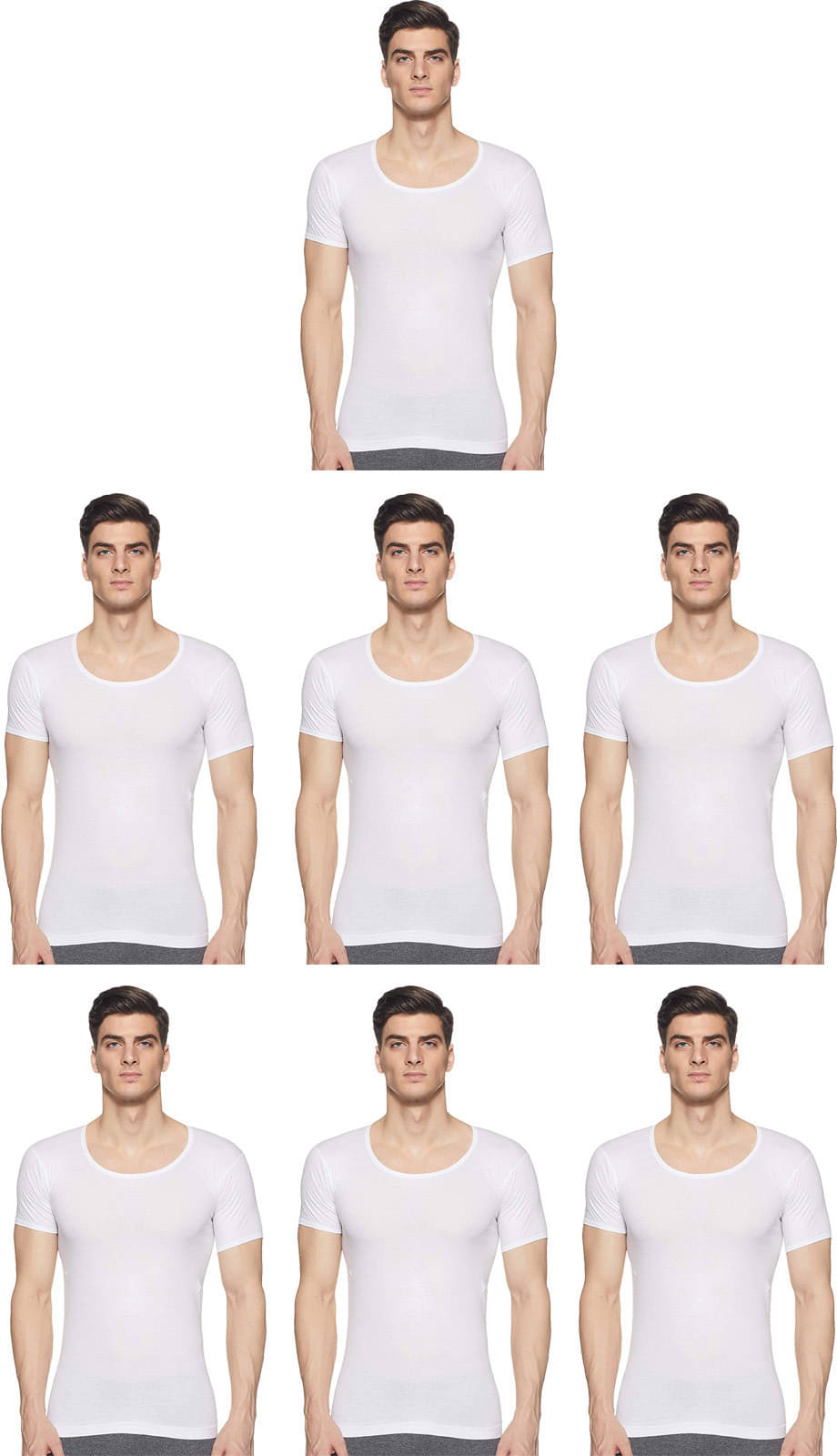     			Rupa Jon Pack of 7 Cotton Basic Vest For Men ( White )