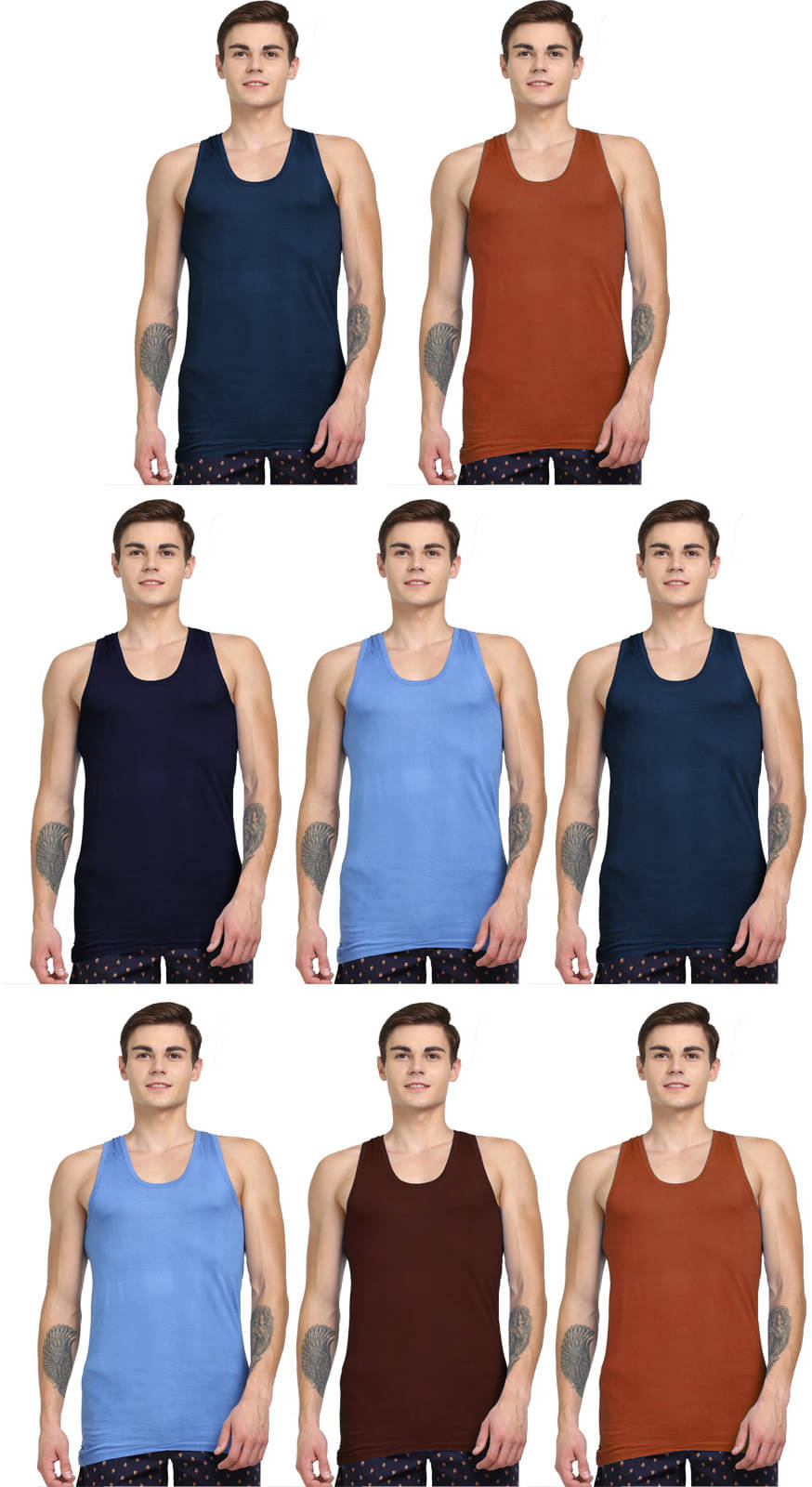     			Rupa Jon Pack of 8 Cotton Basic Vest For Men ( Multicolor )