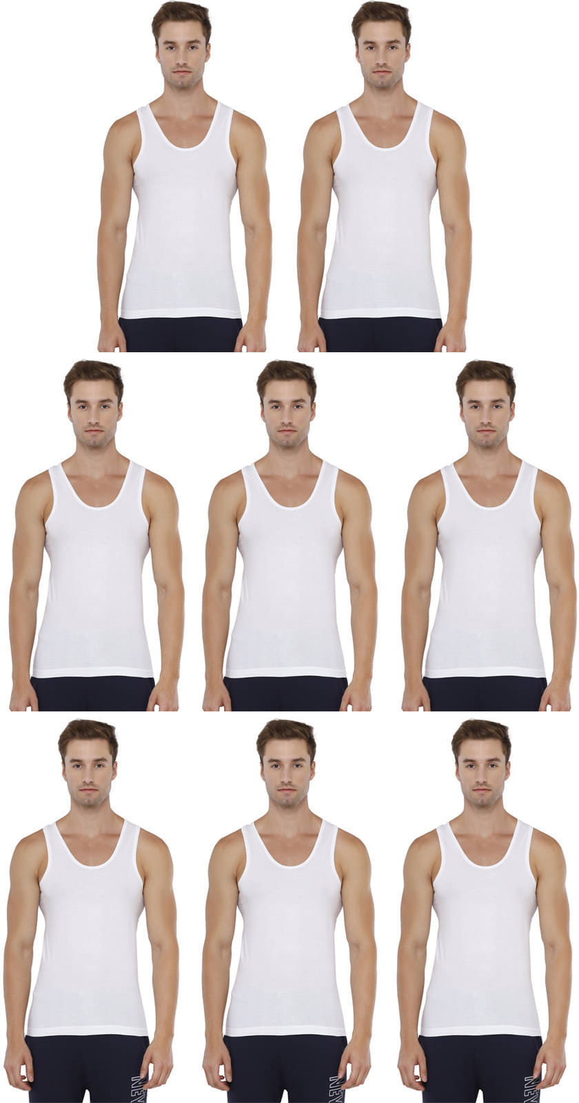 Rupa Jon Pack of 8 Cotton Basic Vest For Men ( White ) Rupa Jon Pack of 8 Cotton Basic Vest For Men ( White )