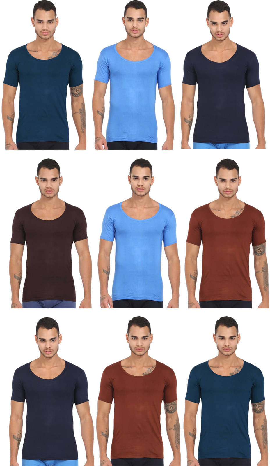     			Rupa Jon Pack of 9 Cotton Basic Vest For Men ( Multicolor )