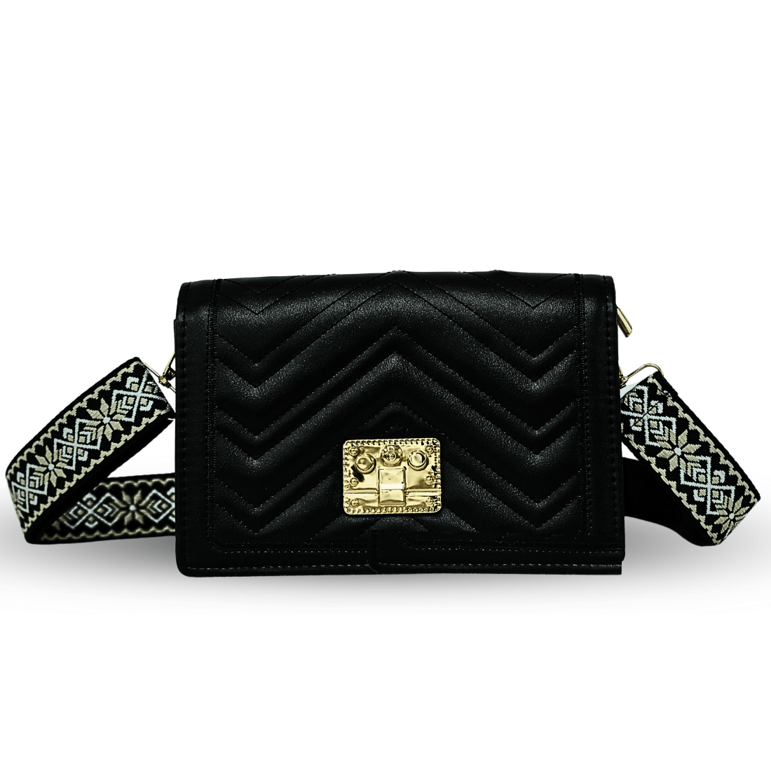     			Sageware Sling Bag Faux Leather Set of 1 ( Black )