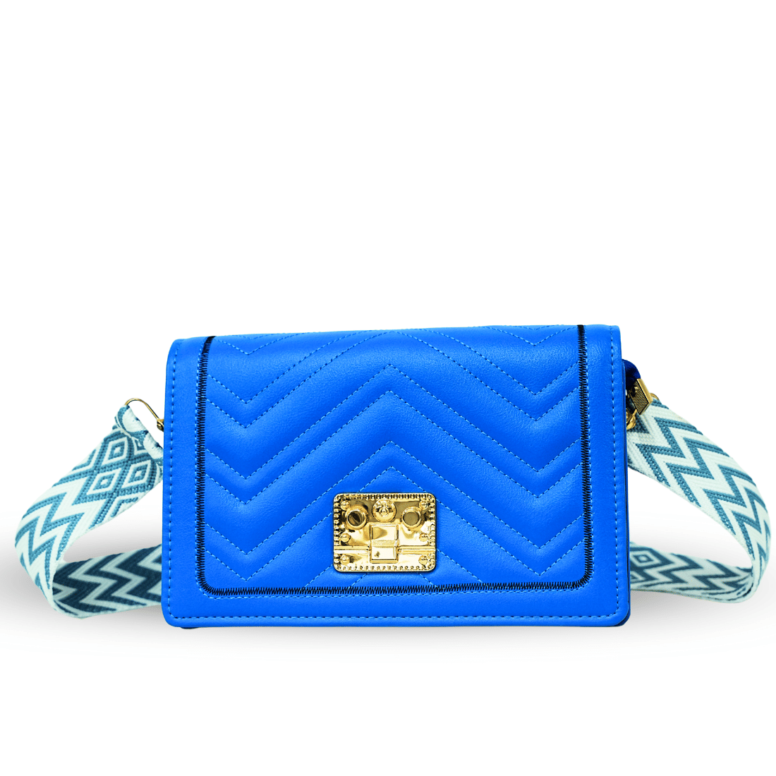     			Sageware Sling Bag Faux Leather Set of 1 ( Blue )