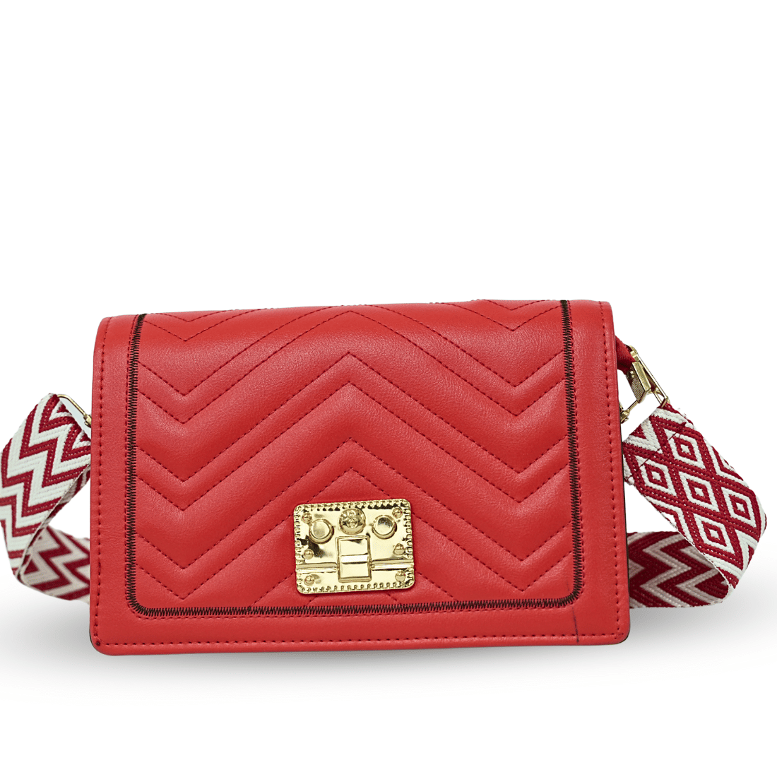     			Sageware Sling Bag Faux Leather Set of 1 ( Red )