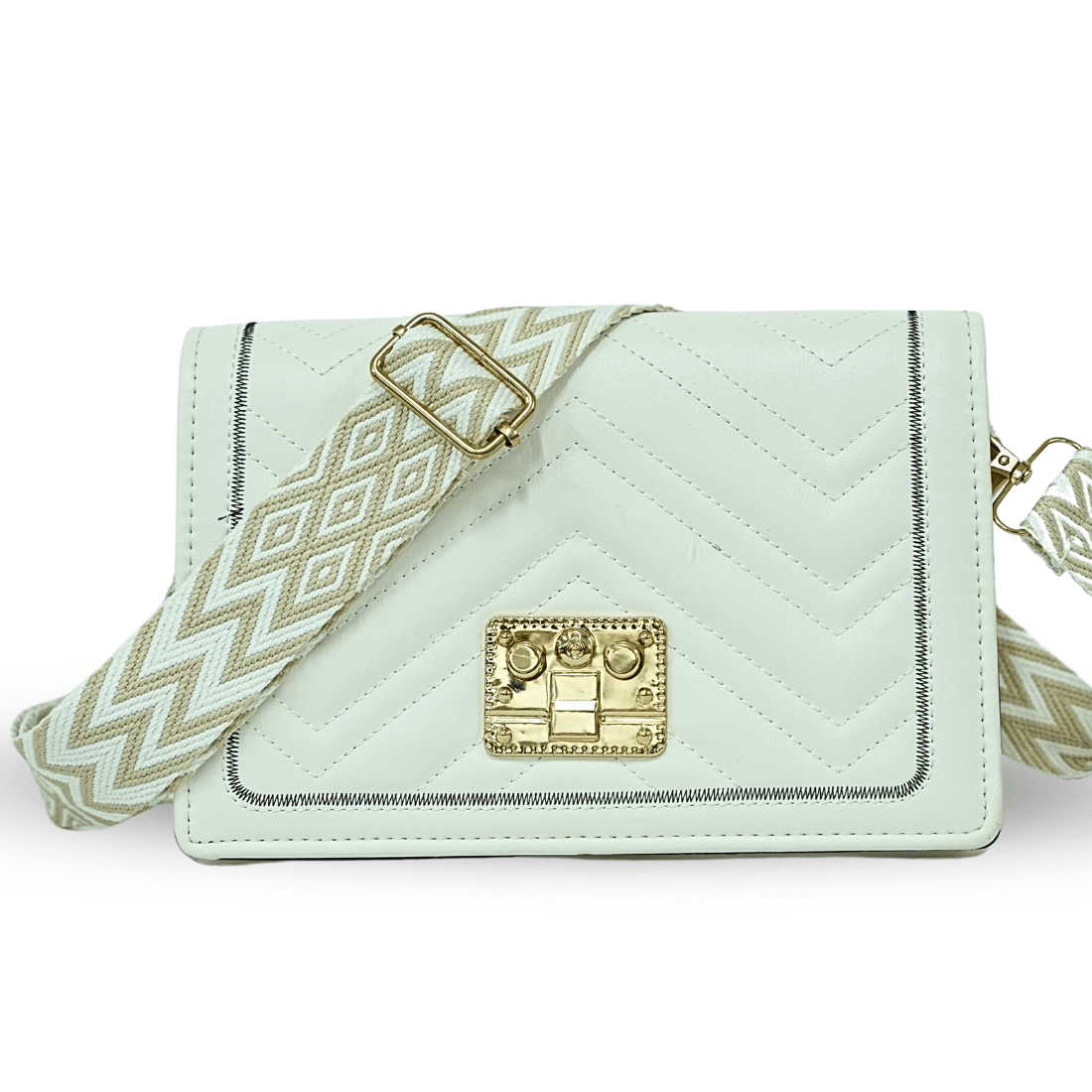     			Sageware Sling Bag Faux Leather Set of 1 ( White )
