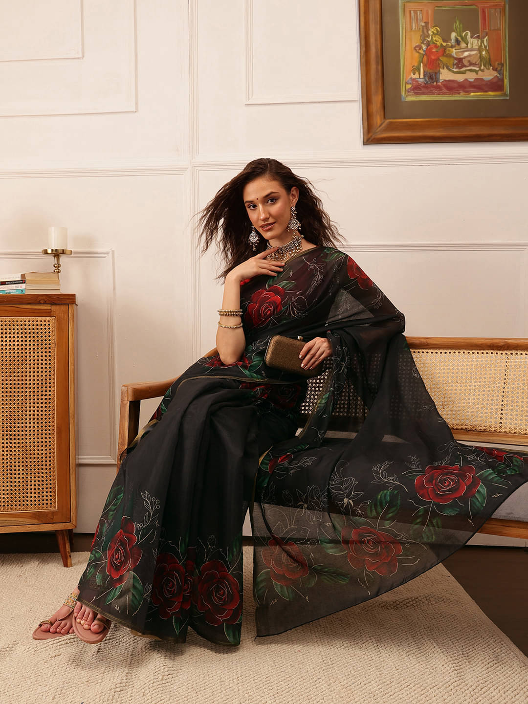 Silk Zone Cotton Blend Printed Chanderi saree With Unstitched Blouse Piece ( Black ) Silk Zone Cotton Blend Printed Chanderi saree With Unstitched Blouse Piece ( Black )