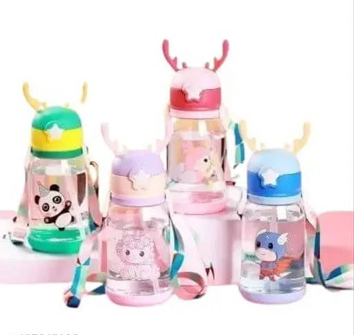     			Deer Horn Design Cartoon Sipper 600 ML Water Bottle for Kids