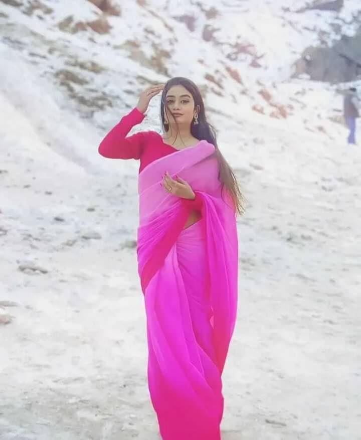 ANAND SAREES Georgette Colorblock Saree With Unstitched Blouse Piece ( Pink ) ANAND SAREES Georgette Colorblock Saree With Unstitched Blouse Piece ( Pink )