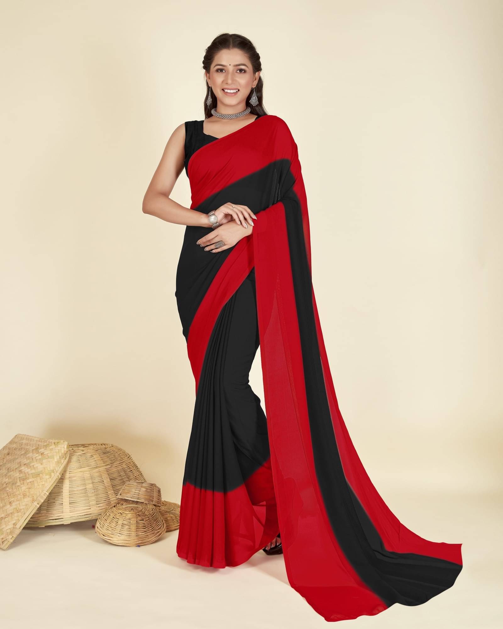     			ANAND SAREES Georgette Dyed Saree With Unstitched Blouse Piece ( Multicolor )