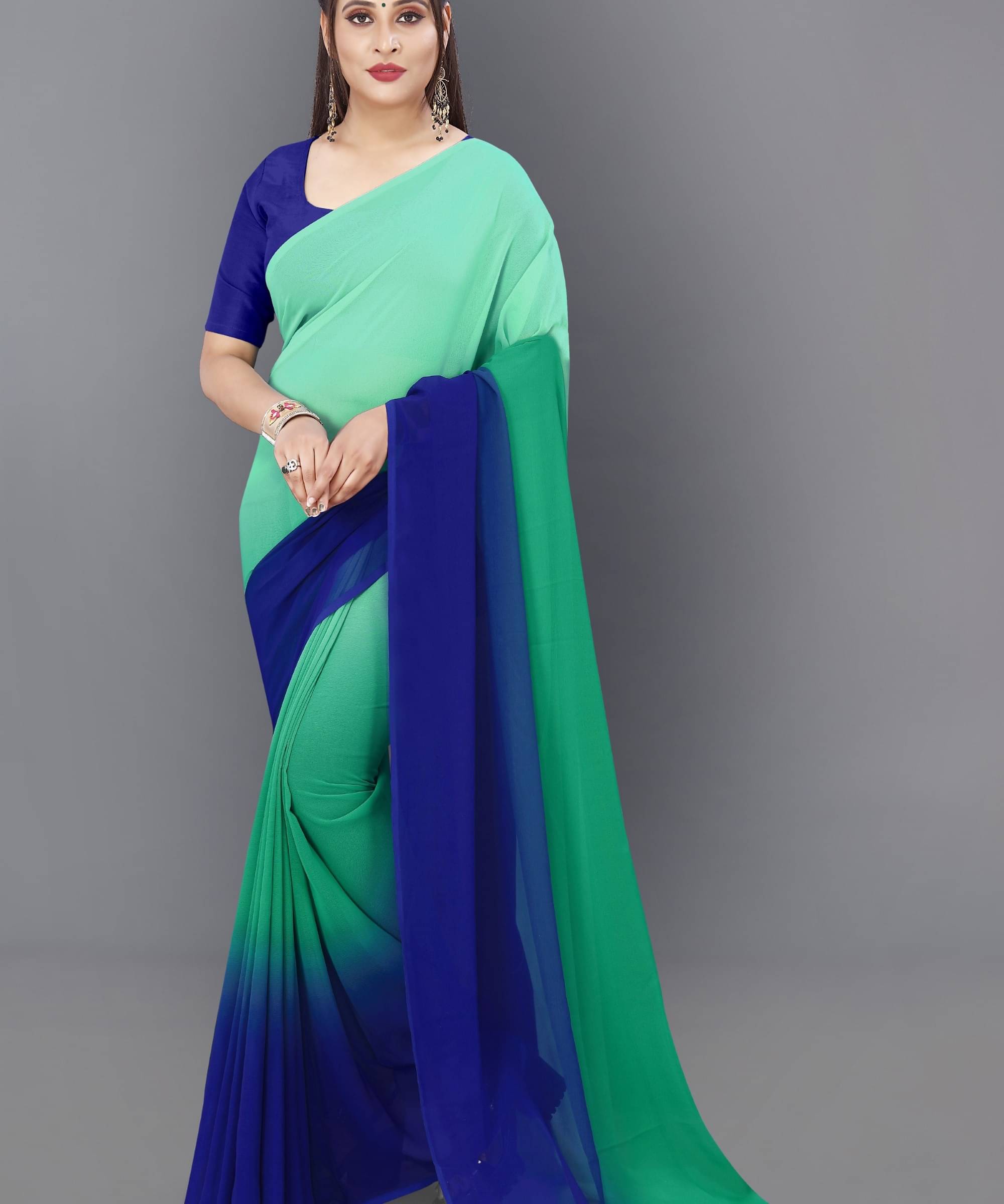 ANAND SAREES Georgette Dyed Saree With Unstitched Blouse Piece ( Multicolor ) ANAND SAREES Georgette Dyed Saree With Unstitched Blouse Piece ( Multicolor )