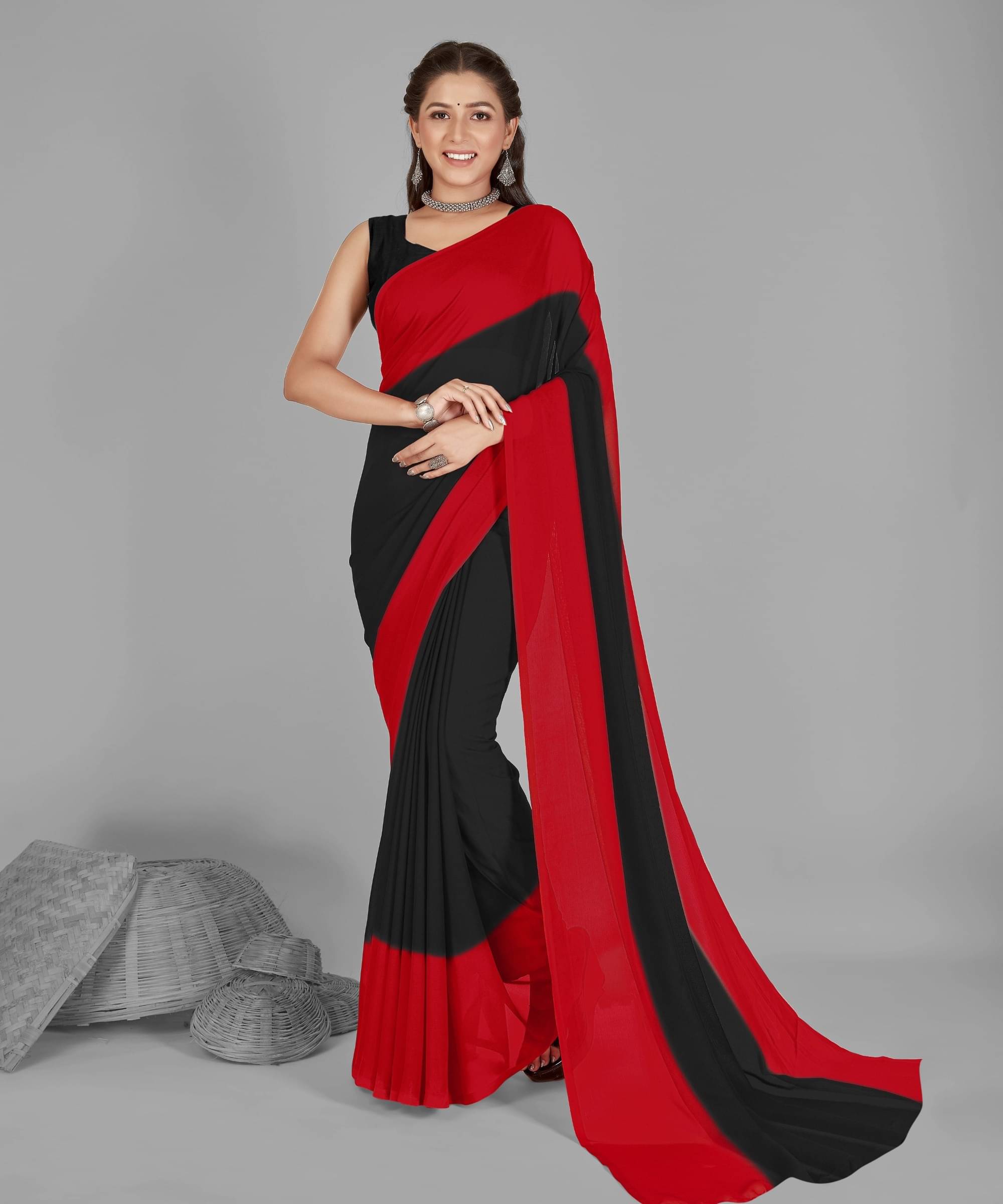 ANAND SAREES Georgette Dyed Saree With Unstitched Blouse Piece ( Multicolor ) ANAND SAREES Georgette Dyed Saree With Unstitched Blouse Piece ( Multicolor )