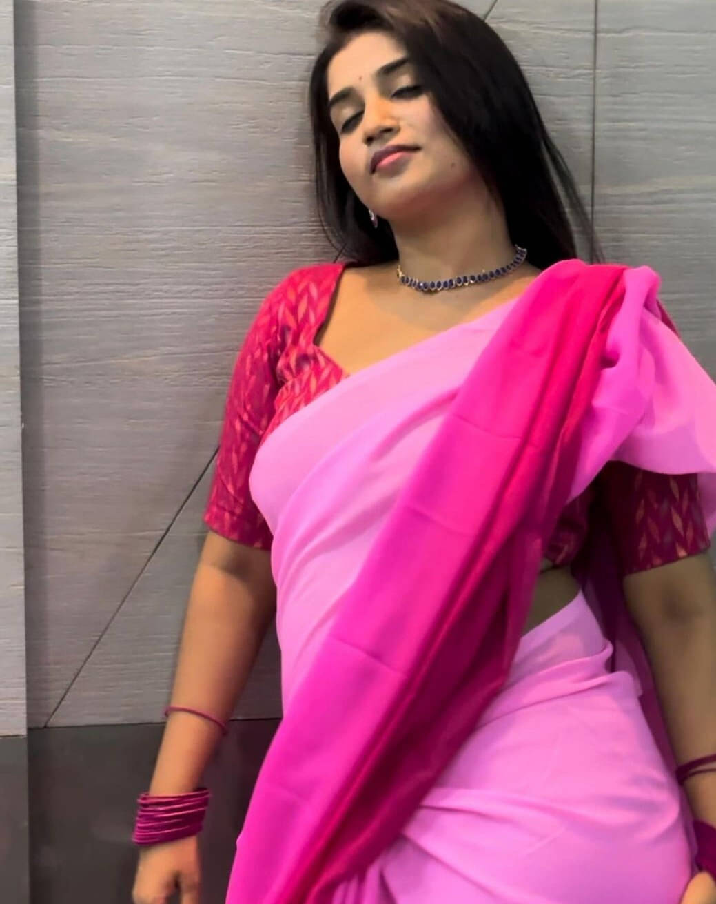     			ANAND SAREES Georgette Dyed Saree With Unstitched Blouse Piece ( Pink )