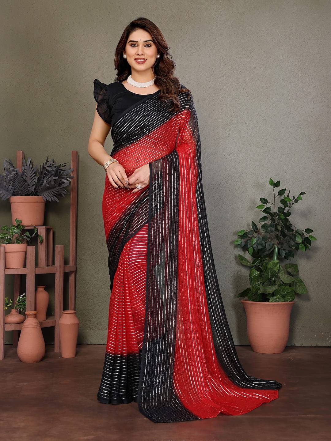 ANAND SAREES Georgette Embellished Saree With Unstitched Blouse Piece ( Multicolor ) ANAND SAREES Georgette Embellished Saree With Unstitched Blouse Piece ( Multicolor )
