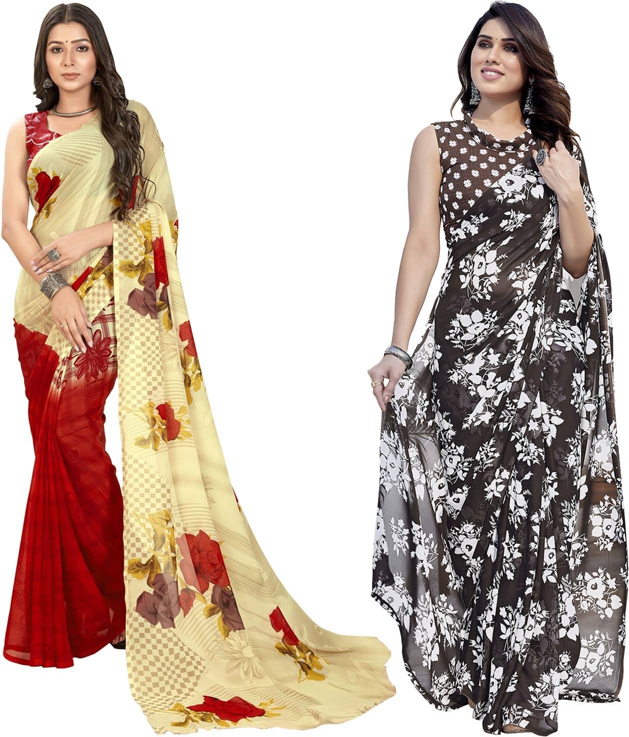ANAND SAREES Georgette Printed Saree With Unstitched Blouse Piece ( Multicolor ) ANAND SAREES Georgette Printed Saree With Unstitched Blouse Piece ( Multicolor )