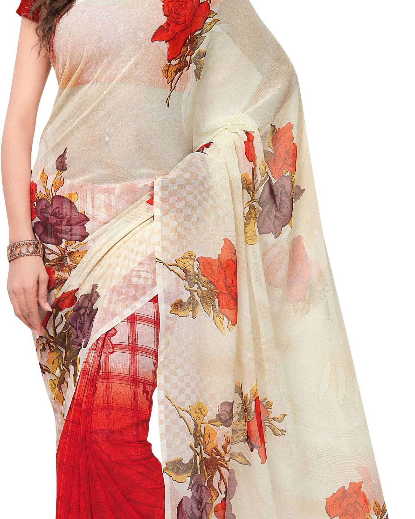     			ANAND SAREES Georgette Printed Saree With Unstitched Blouse Piece ( Beige )