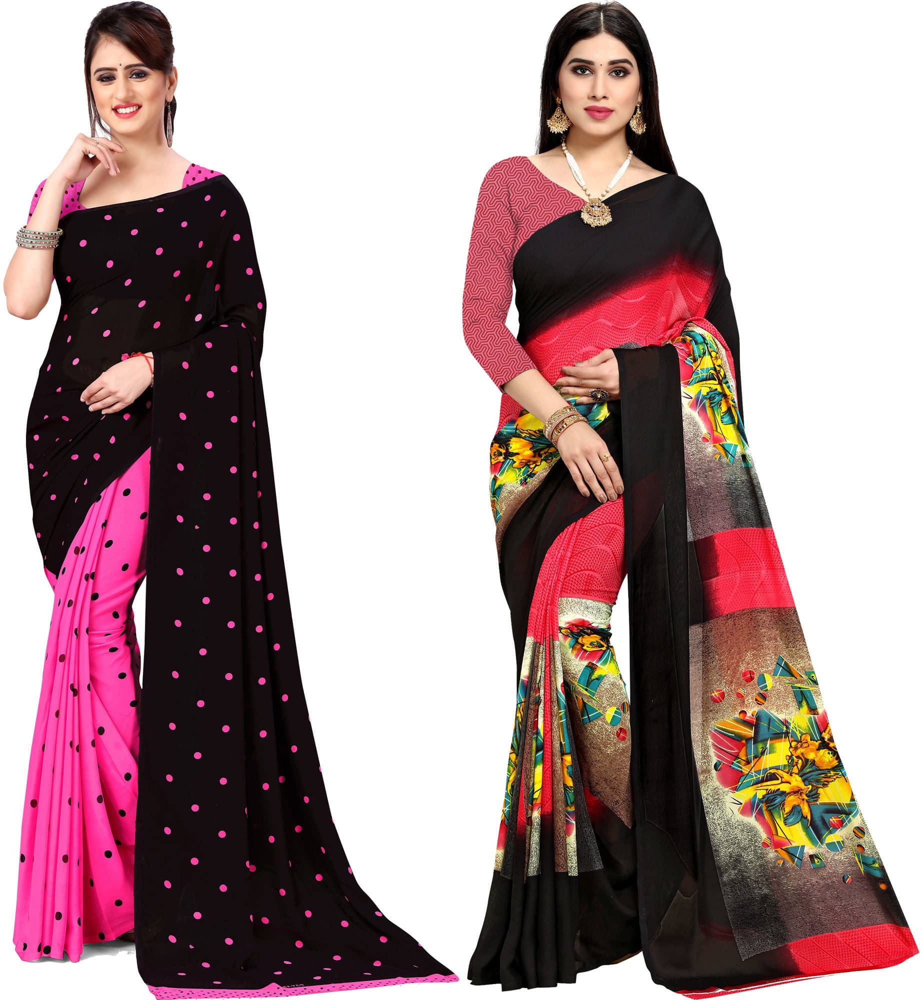 ANAND SAREES Georgette Printed Saree With Unstitched Blouse Piece ( Multicolor ) ANAND SAREES Georgette Printed Saree With Unstitched Blouse Piece ( Multicolor )