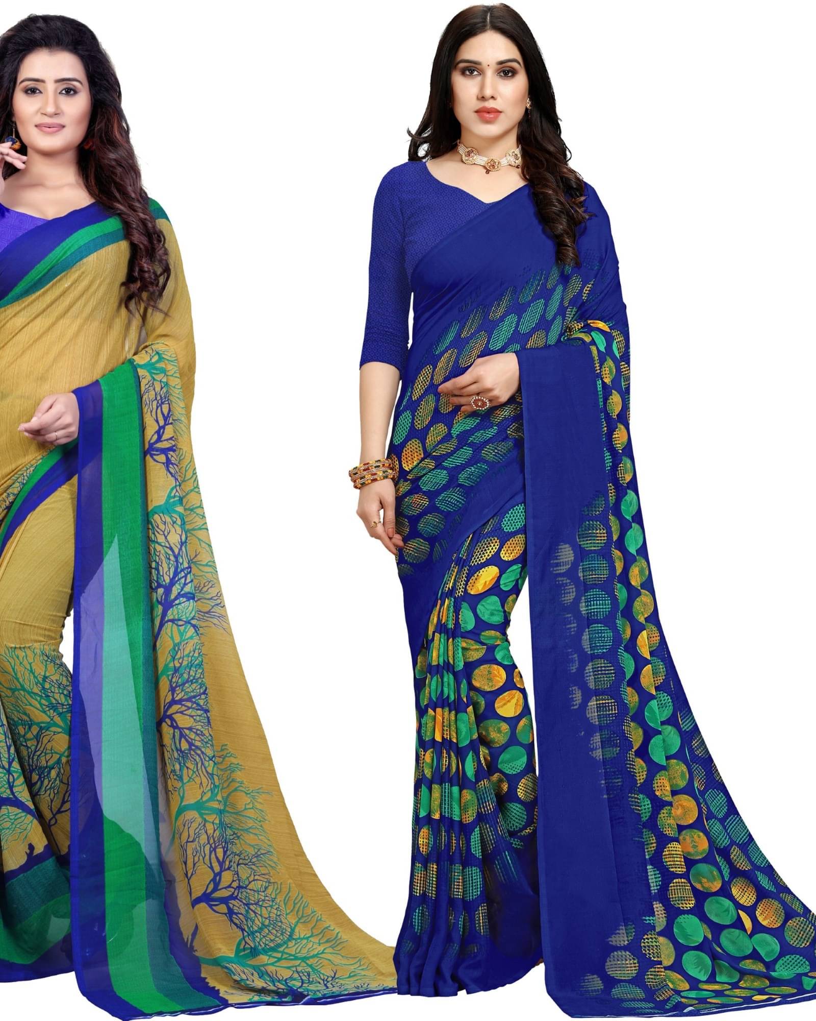     			ANAND SAREES Georgette Printed Saree With Unstitched Blouse Piece ( Multicolor )