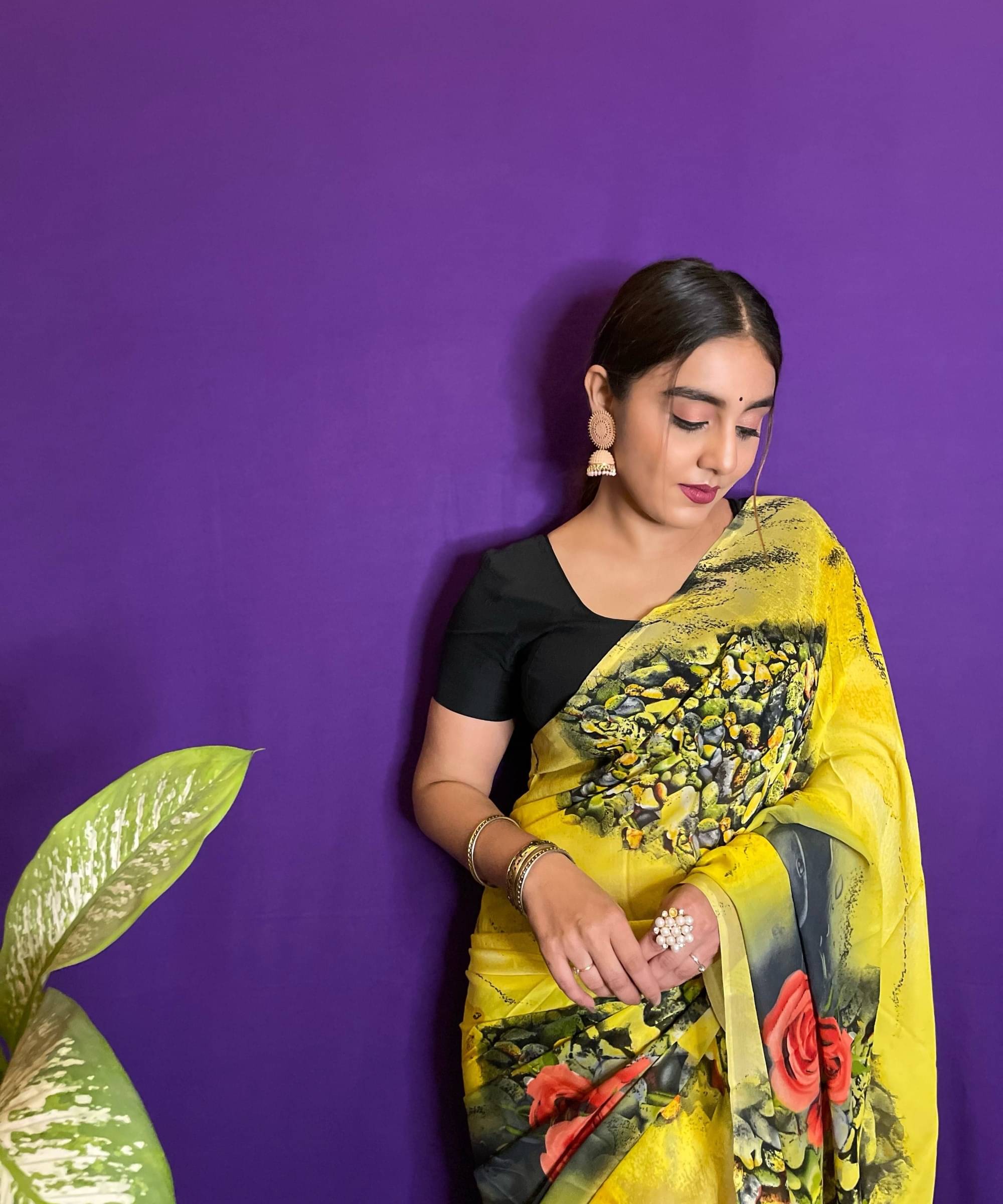 ANAND SAREES Georgette Printed Saree With Unstitched Blouse Piece ( Pink )     			ANAND SAREES Georgette Printed Saree With Unstitched Blouse Piece ( Pink )