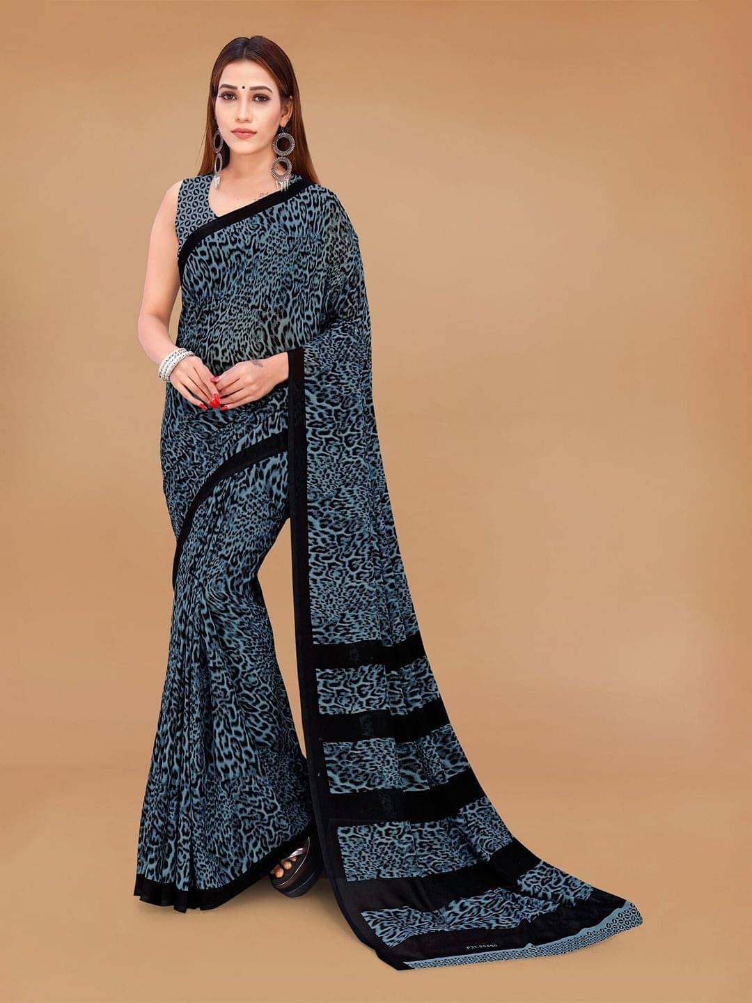     			ANAND SAREES Georgette Printed Saree With Unstitched Blouse Piece ( Grey )