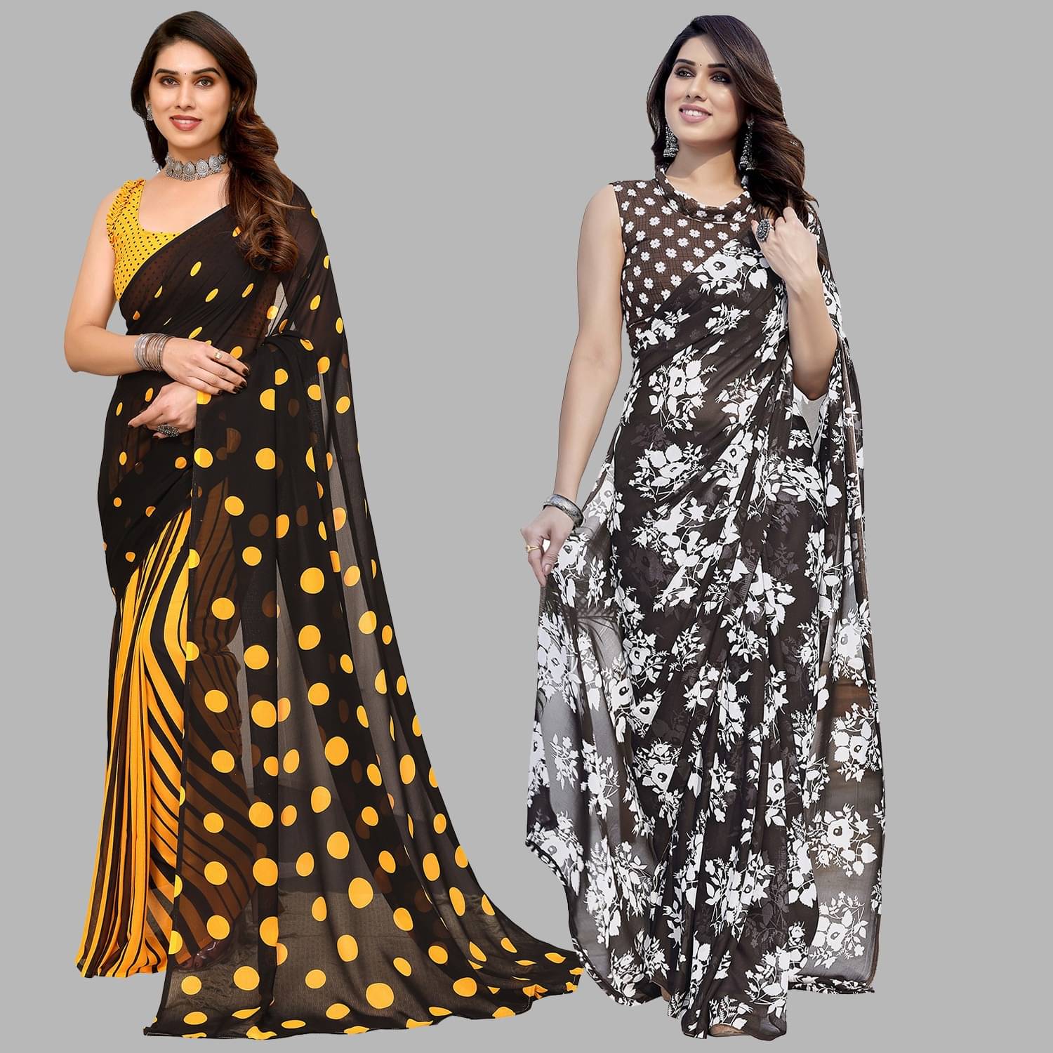     			ANAND SAREES Georgette Printed Saree With Unstitched Blouse Piece ( Multicolor )