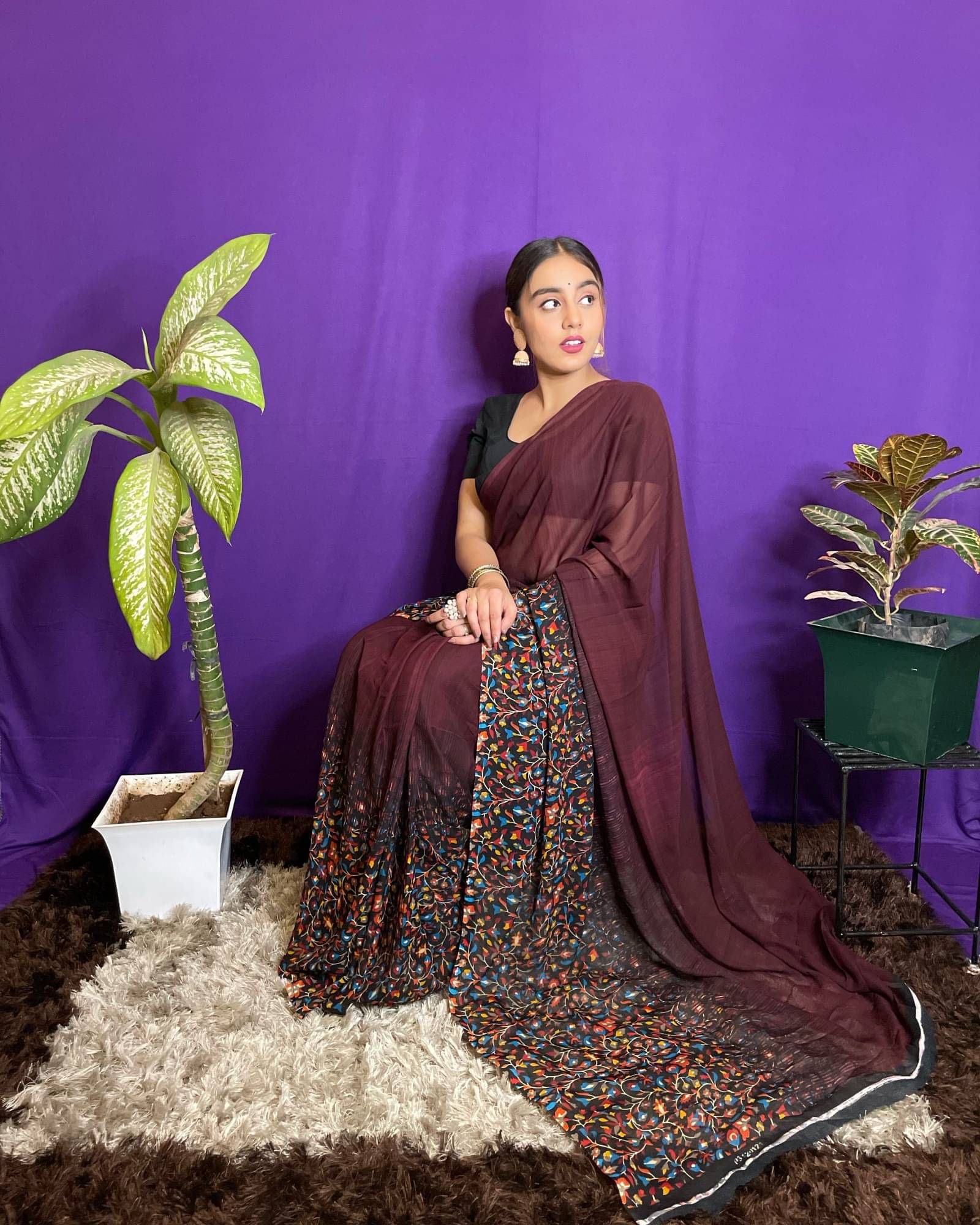 ANAND SAREES Georgette Printed Saree With Unstitched Blouse Piece ( Blue ) ANAND SAREES Georgette Printed Saree With Unstitched Blouse Piece ( Blue )