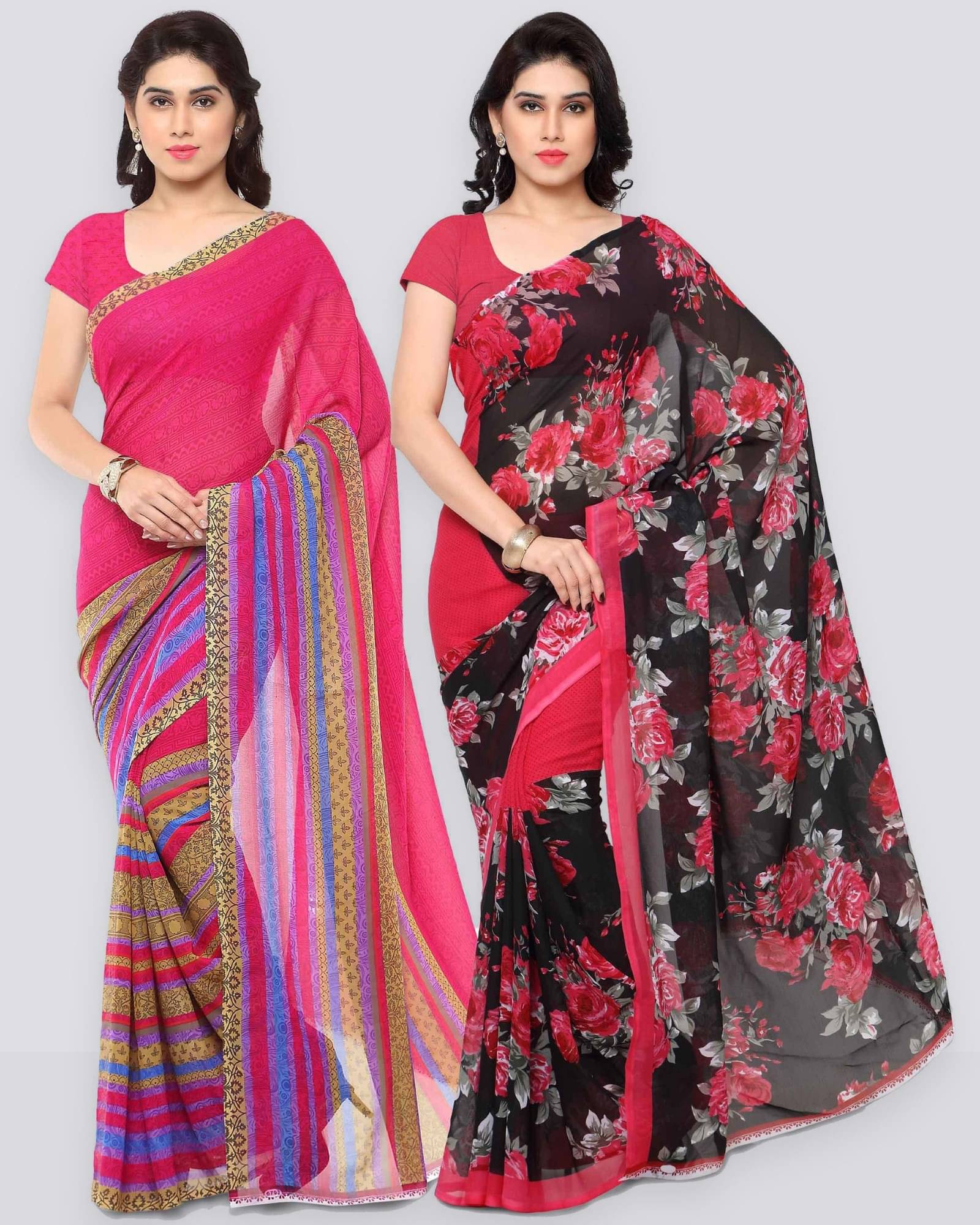 ANAND SAREES Georgette Printed Saree With Unstitched Blouse Piece ( Multicolor ) ANAND SAREES Georgette Printed Saree With Unstitched Blouse Piece ( Multicolor )