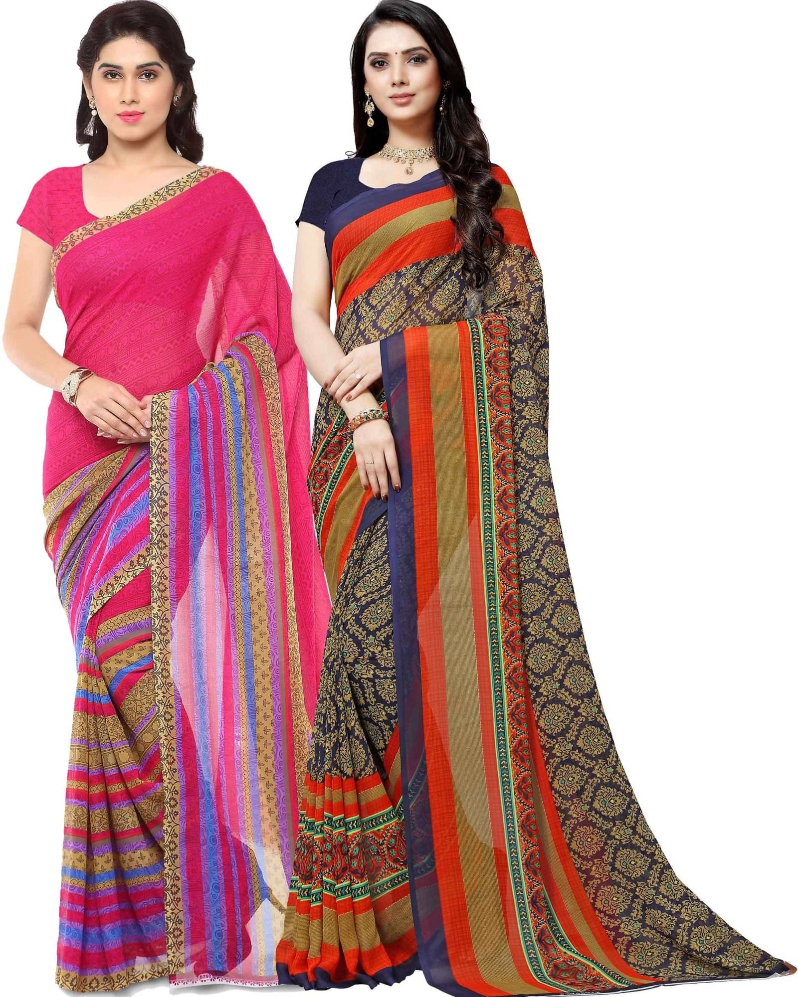 ANAND SAREES Georgette Printed Saree With Unstitched Blouse Piece ( Multicolor ) ANAND SAREES Georgette Printed Saree With Unstitched Blouse Piece ( Multicolor )
