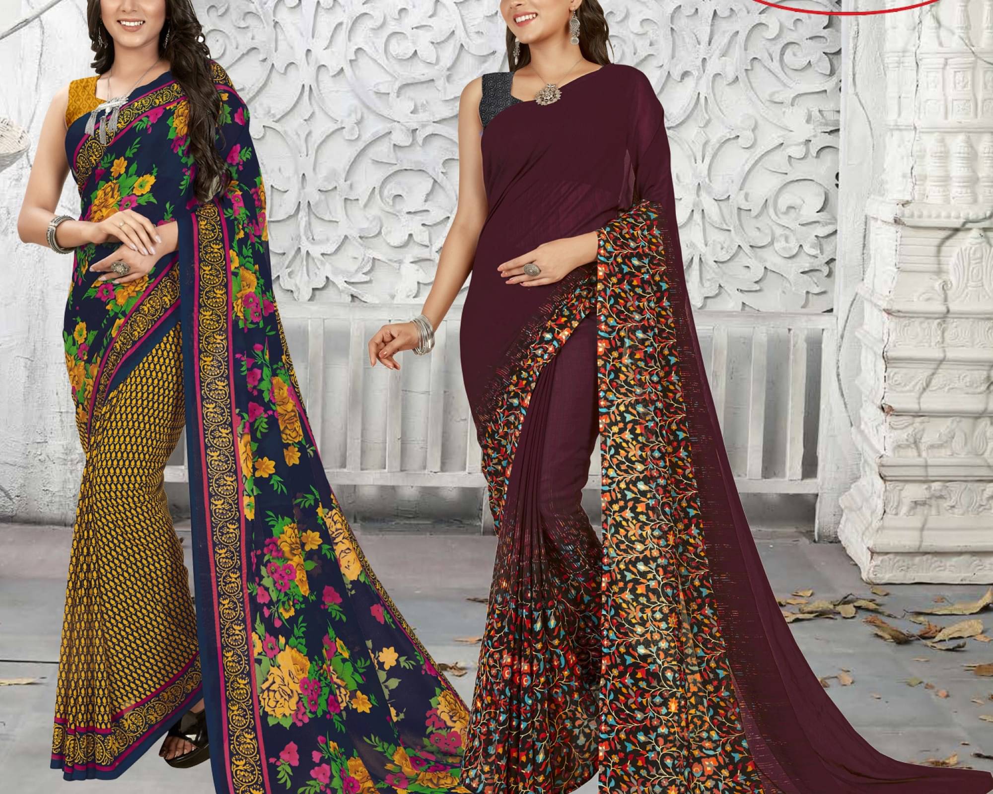 ANAND SAREES Georgette Printed Saree With Unstitched Blouse Piece ( Multicolor ) ANAND SAREES Georgette Printed Saree With Unstitched Blouse Piece ( Multicolor )