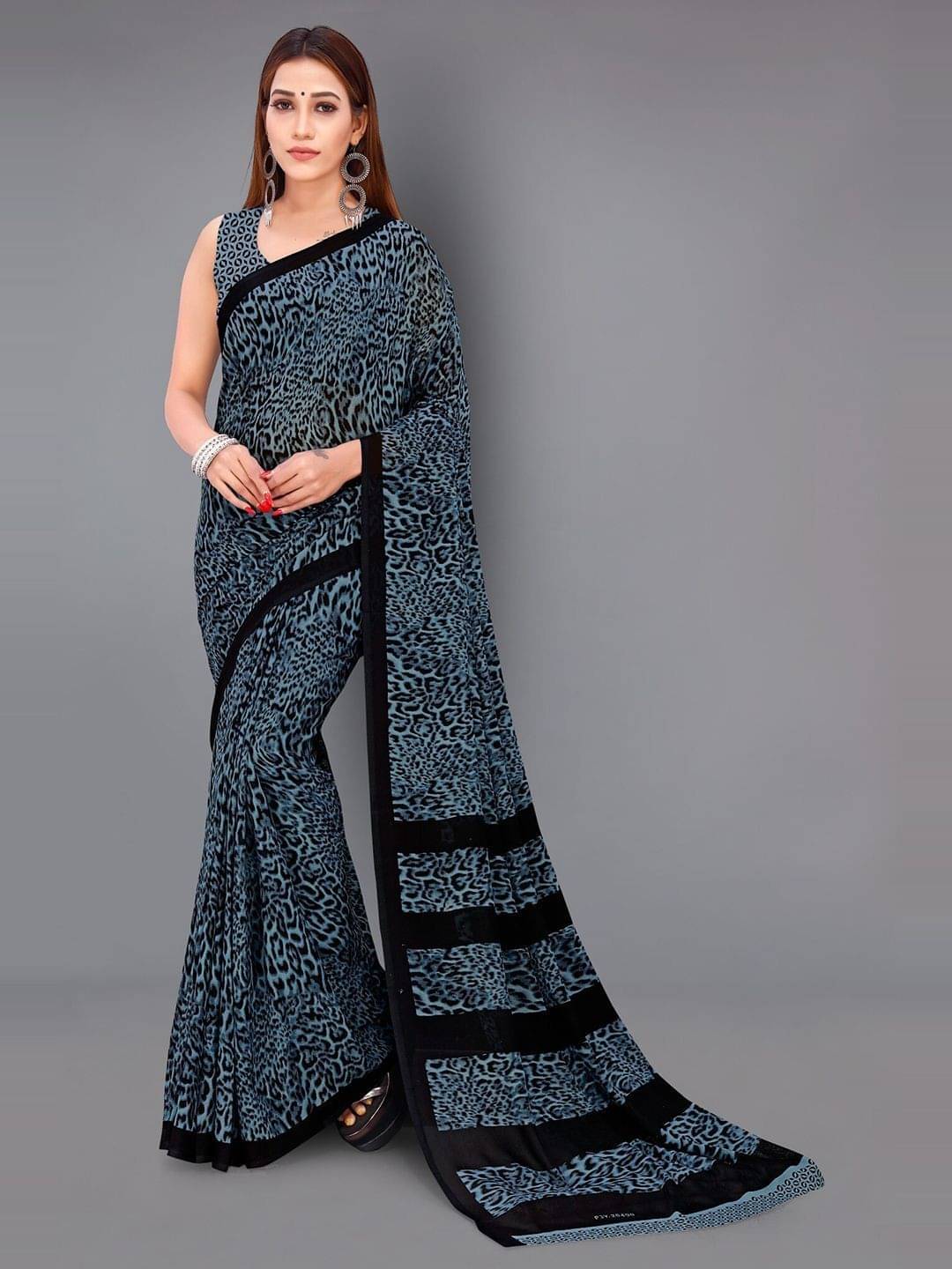     			ANAND SAREES Georgette Printed Saree With Unstitched Blouse Piece ( Grey )