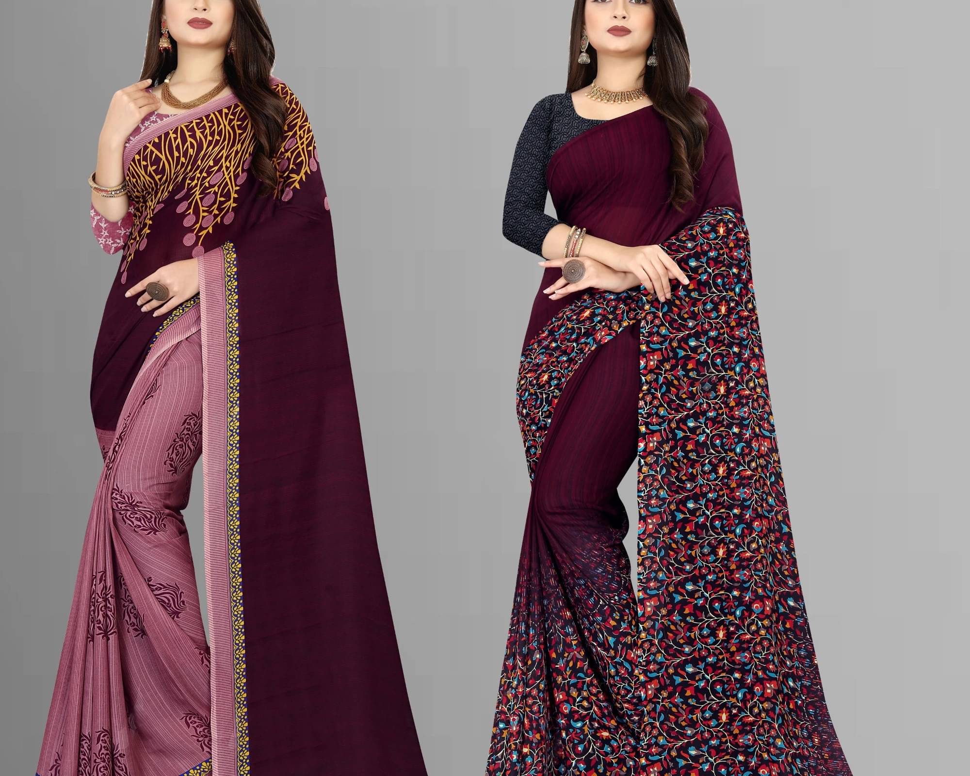     			ANAND SAREES Georgette Printed Saree With Unstitched Blouse Piece ( Multicolor )