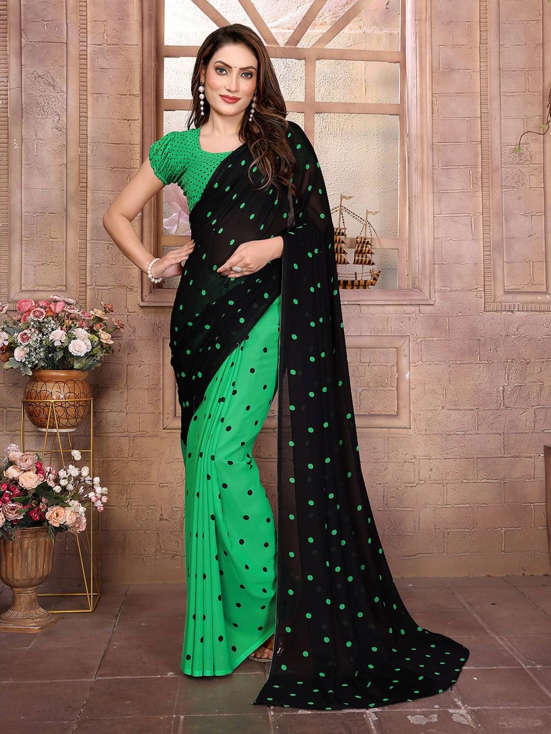     			ANAND SAREES Georgette Printed Saree With Unstitched Blouse Piece ( Multicolor )