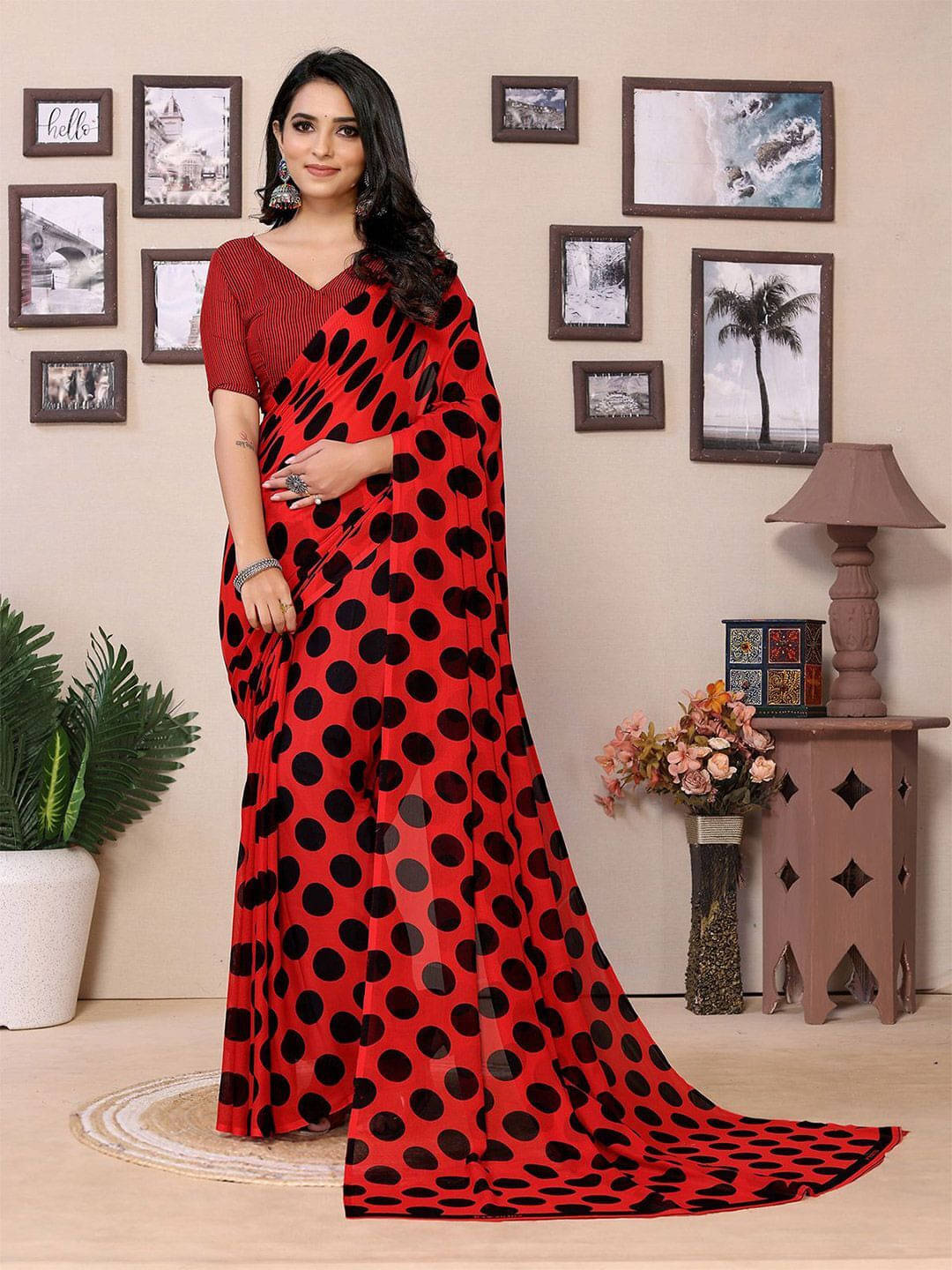     			ANAND SAREES Georgette Printed Saree With Unstitched Blouse Piece ( Black )