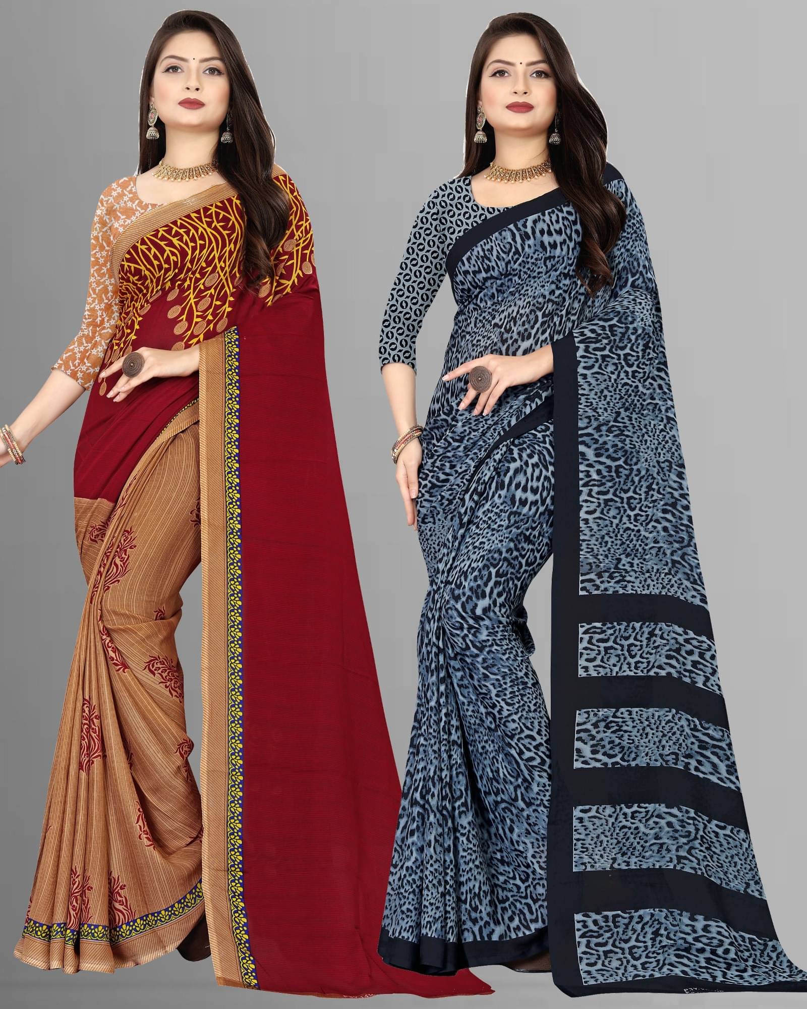 ANAND SAREES Georgette Printed Saree With Unstitched Blouse Piece ( Multicolor ) ANAND SAREES Georgette Printed Saree With Unstitched Blouse Piece ( Multicolor )