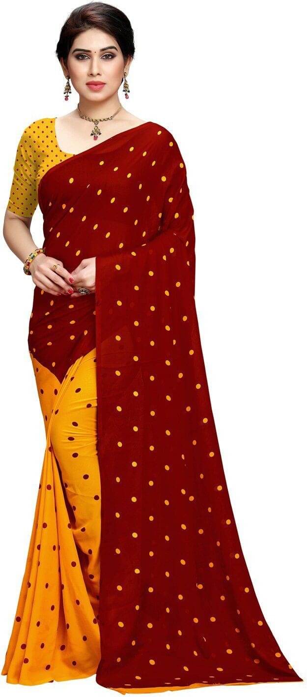     			ANAND SAREES Georgette Printed Saree With Unstitched Blouse Piece ( Red )