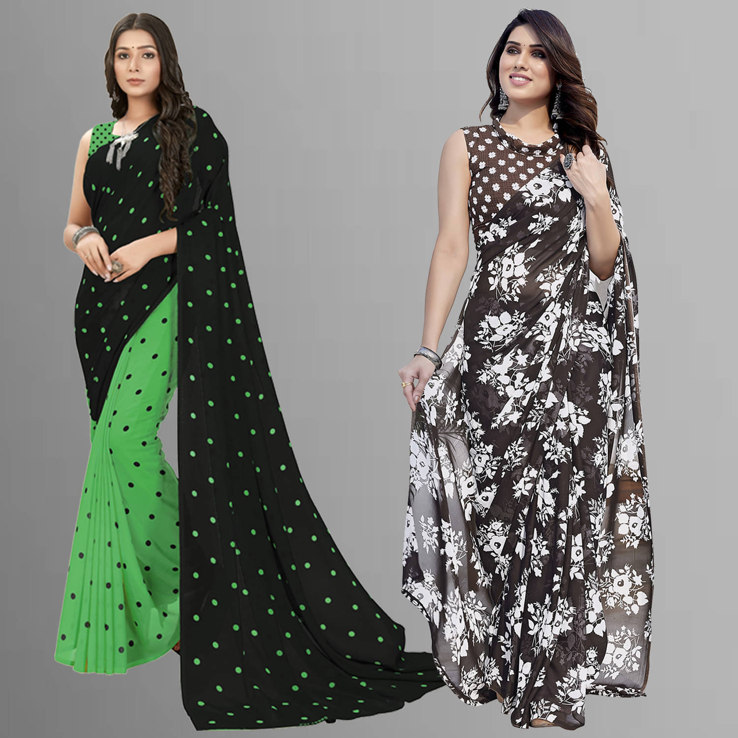     			ANAND SAREES Georgette Printed Saree With Unstitched Blouse Piece ( Multicolor )