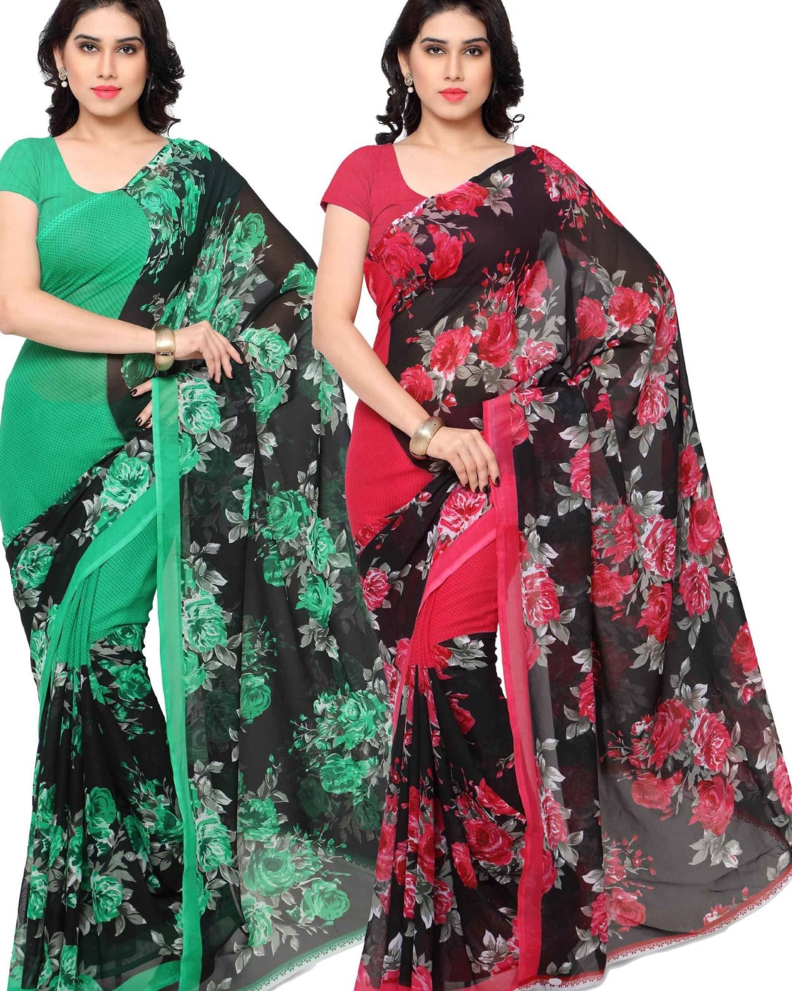     			ANAND SAREES Georgette Printed Saree With Unstitched Blouse Piece ( Multicolor )