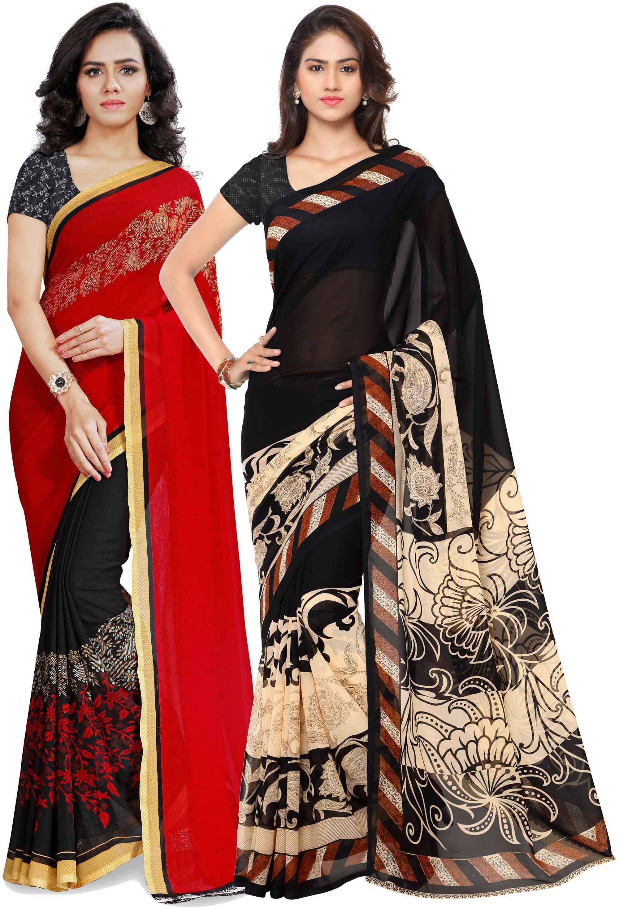     			ANAND SAREES Georgette Printed Saree With Unstitched Blouse Piece ( Multicolor )