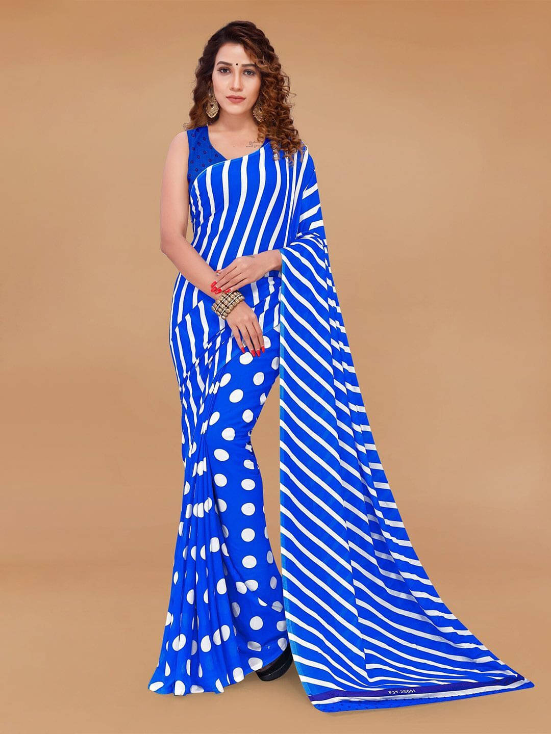     			ANAND SAREES Georgette Printed Saree With Unstitched Blouse Piece ( Blue )