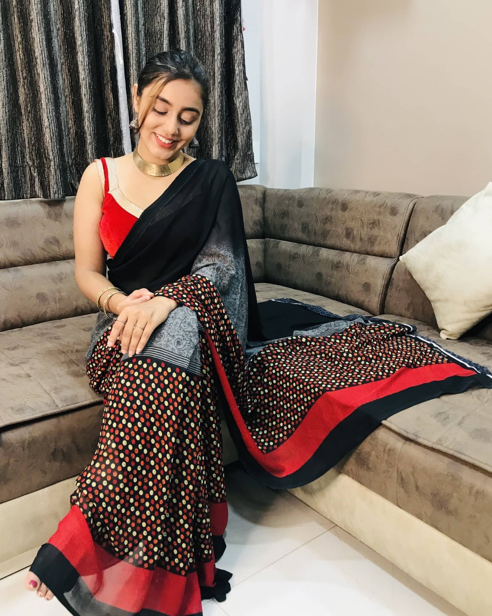     			ANAND SAREES Georgette Printed Saree With Unstitched Blouse Piece ( Multicolor )