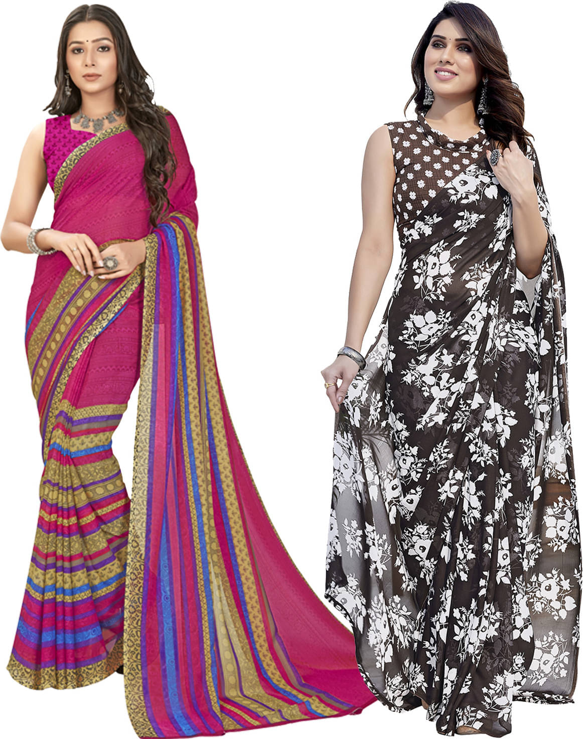 ANAND SAREES Georgette Printed Saree With Unstitched Blouse Piece ( Multicolor ) ANAND SAREES Georgette Printed Saree With Unstitched Blouse Piece ( Multicolor )