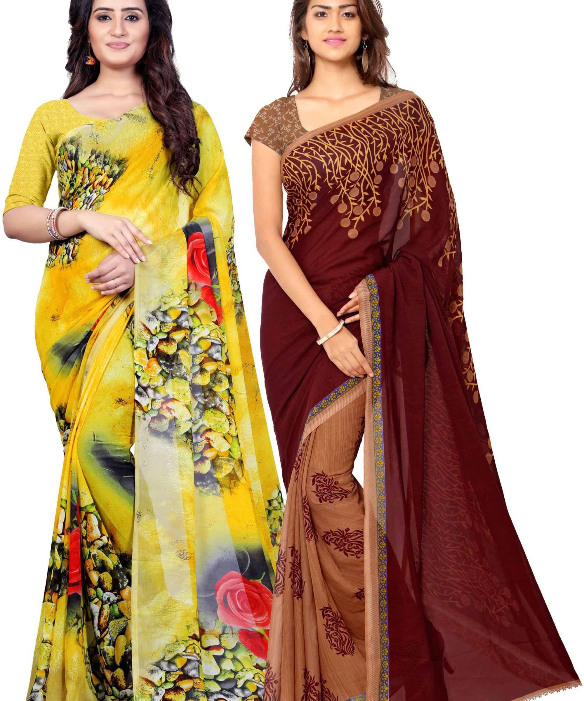ANAND SAREES Georgette Printed Saree With Unstitched Blouse Piece ( Multicolor ) ANAND SAREES Georgette Printed Saree With Unstitched Blouse Piece ( Multicolor )